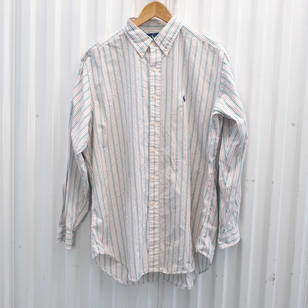 Ralph Lauren Yarmouth Mens Striped Button Down Shirt Size 16‎ 1/2 34/35
